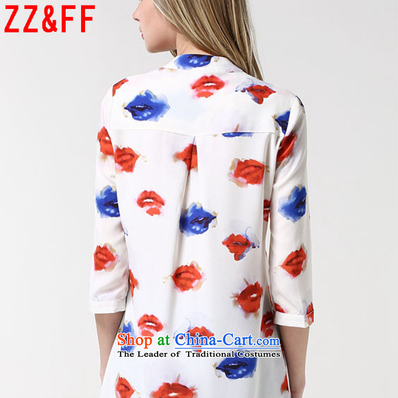 The new summer 2015 Zz&ff larger female decoration being unwell lips stamp Mock-neck seven female CS9032 sleeveless shirt white XXXXL,ZZ&FF,,, shopping on the Internet