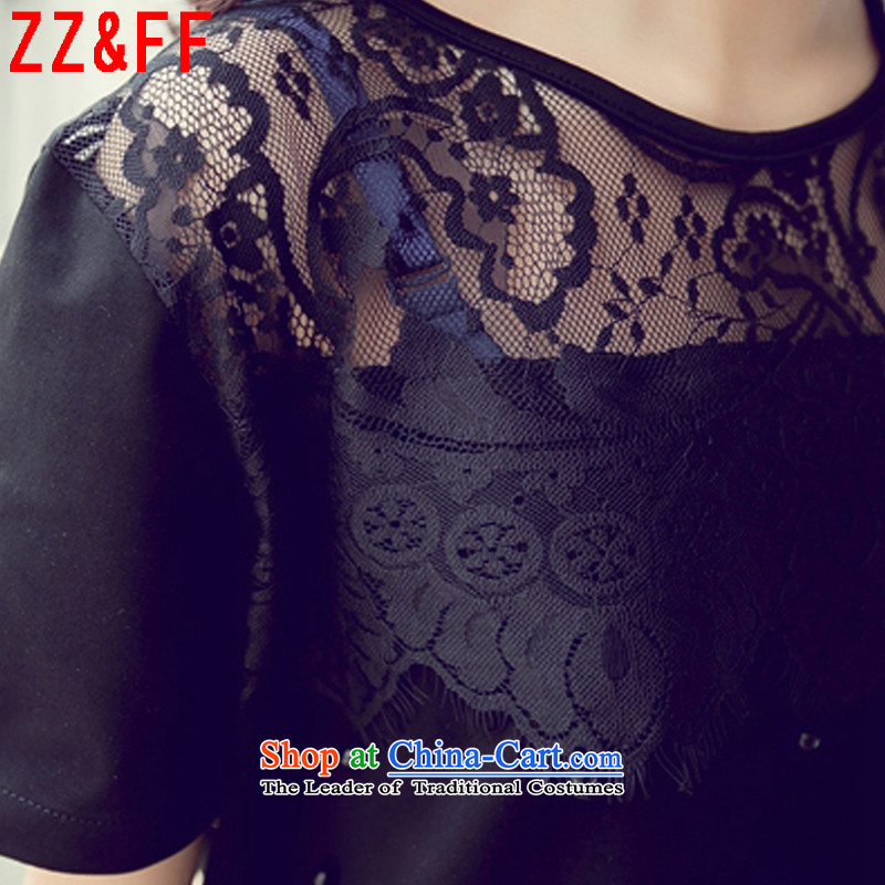 2015 Summer Zz&ff new larger female engraving nail pearl lace under the Small Heung-Sau San dresses LYQ9567 female black XL,ZZ&FF,,, shopping on the Internet
