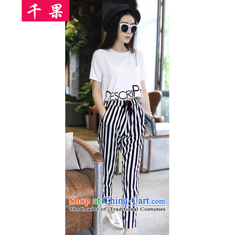 The results of the Women 2015 MM thick new large summer short-sleeved T-shirt thin graphics relaxd + streaks Harun trousers and leisure Kit 376 picture color XXL recommendations 120-140 catty