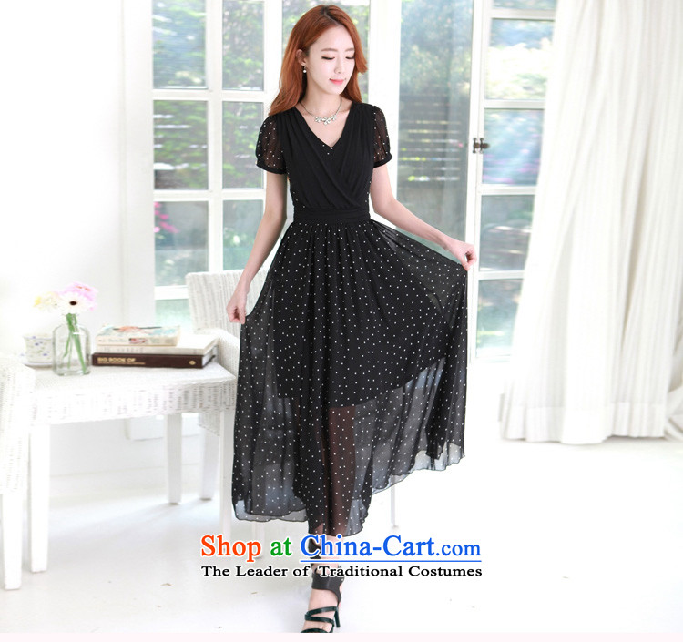 C.o.d. Package Mail 2015 Summer new stylish look sexy MM thick Korean value large long skirt Fashion wave point Sau San video thin temperament dresses black L picture, prices, brand platters! The elections are supplied in the national character of distribution, so action, buy now enjoy more preferential! As soon as possible.