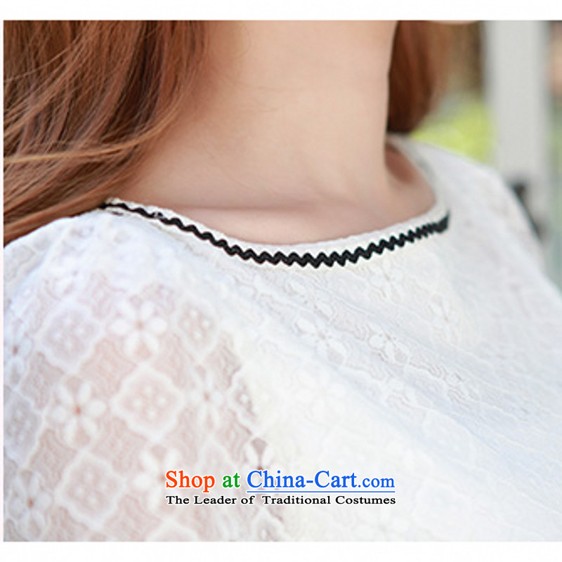 C.o.d. Package Mail 2015 Summer new stylish look and feel of the Korean words for the bubble short-sleeved lace stitching chiffon wave point temperament graphics and slender white XL, land is skirt El Yi shopping on the Internet has been pressed.