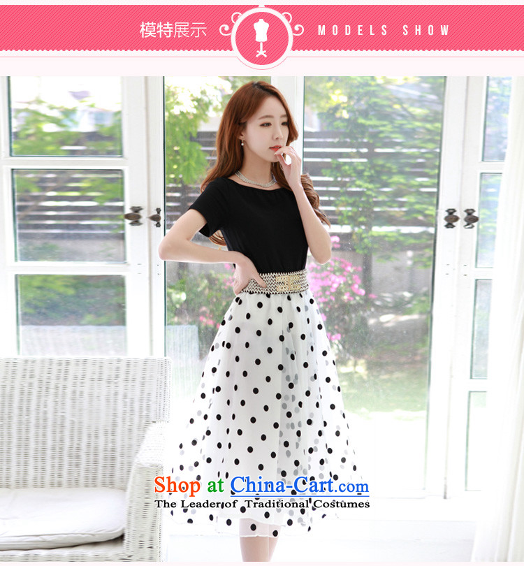 C.o.d. Package Mail 2015 Summer new stylish Korean version of Word SENSE Neck short-sleeve knitting stitching OSCE root yarn wave point bon bon sweet graphics thin black skirt XXL picture, prices, brand platters! The elections are supplied in the national character of distribution, so action, buy now enjoy more preferential! As soon as possible.