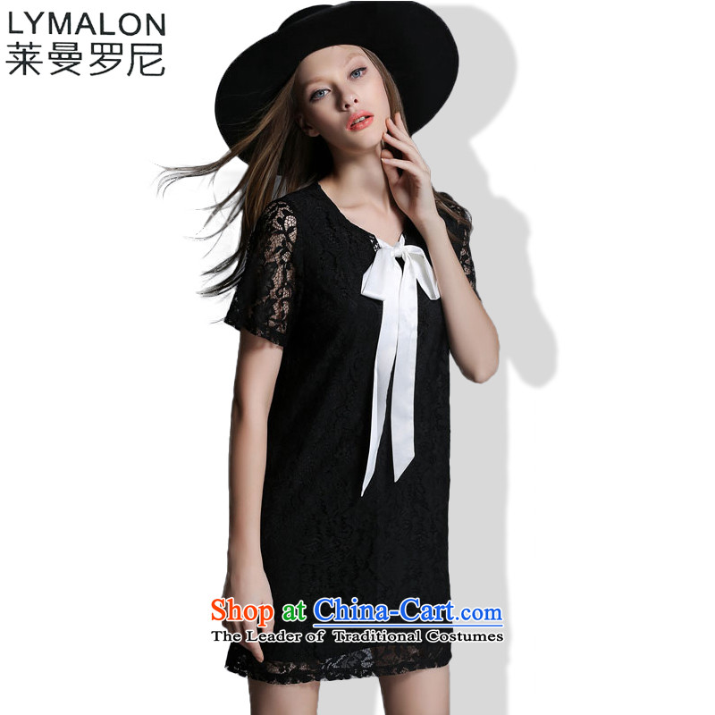The lymalon Lehmann 2015 Summer new high-end large European and American Girl graphics thin lace short-sleeved dresses picture color 5XL 1926
