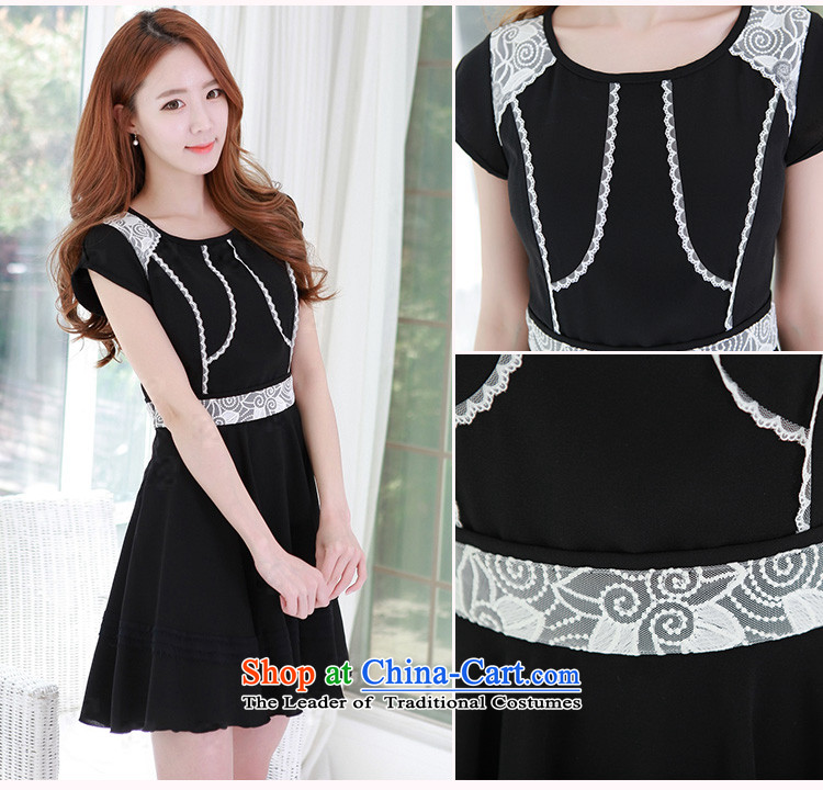 C.o.d. Package Mail 2015 Summer new stylish look sexy Korean round-neck collar short-sleeved high-end the Commission the stitching lace A Swing Sau San video thin dresses Black XL Photo, prices, brand platters! The elections are supplied in the national character of distribution, so action, buy now enjoy more preferential! As soon as possible.