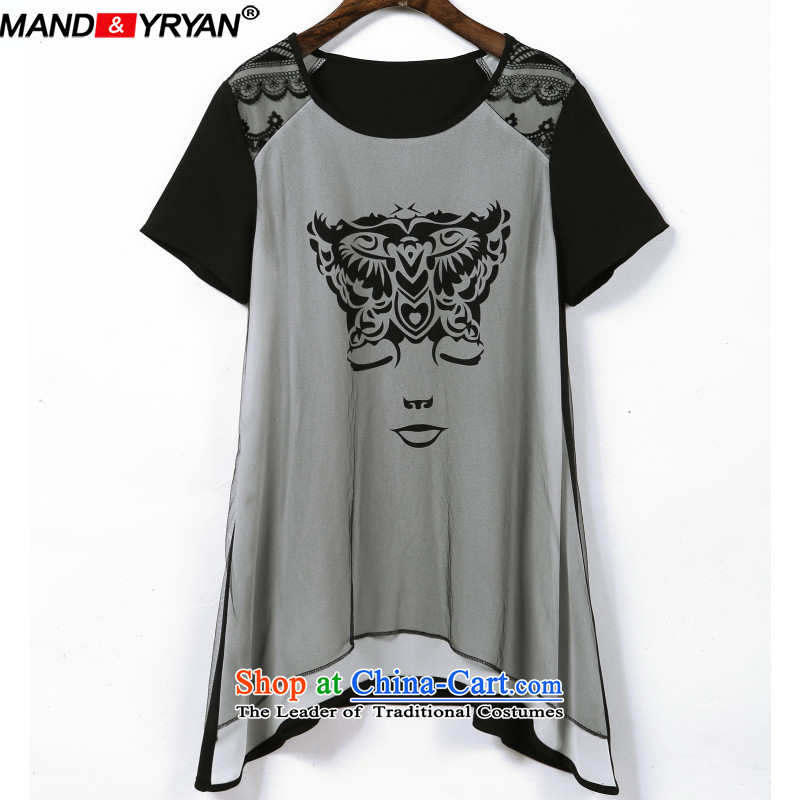 Mantile Eun European site large 2015 Women's Summer new stylish mm thick video does not rule under the thin double gauze stamp T-shirt figure /MDR1928 XL110-130 around 922.747, mantile mandyryan Eun () , , , shopping on the Internet