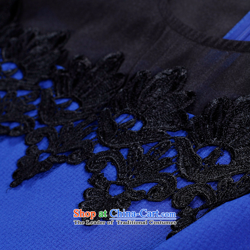 The former Yugoslavia Li Sau 2015 Summer new larger female Euro root yarn stitching stereo crop lace adorn video thin romantic A petticoats dresses Q7581 blue XL, slim-li , , , shopping on the Internet