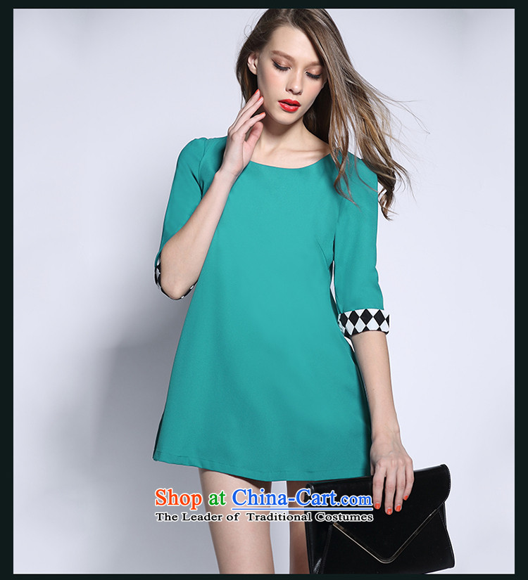 Improving access of 2015 Summer new minimalist stitching temperament dresses thick sister larger female graphics thin blue XXXL 3018 picture, prices, brand platters! The elections are supplied in the national character of distribution, so action, buy now enjoy more preferential! As soon as possible.