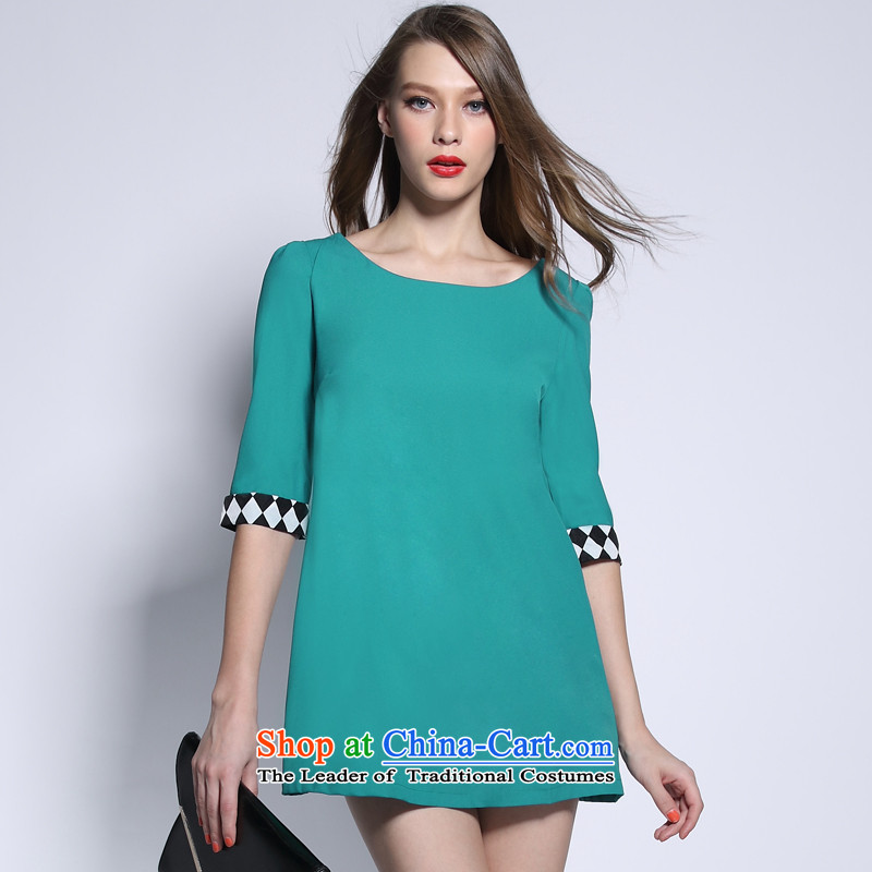 Improving access of 2015 Summer new minimalist stitching temperament dresses thick sister larger female graphics thin blue XXXL, 3018 improving access (MUFUNA) , , , shopping on the Internet