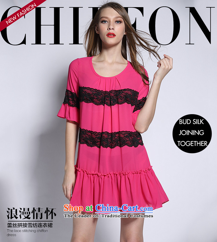 Improving access of 2015 Summer new larger female thick sister temperament knocked color lace stitching chiffon dresses in red XXL pictures 2,631, prices, brand platters! The elections are supplied in the national character of distribution, so action, buy now enjoy more preferential! As soon as possible.