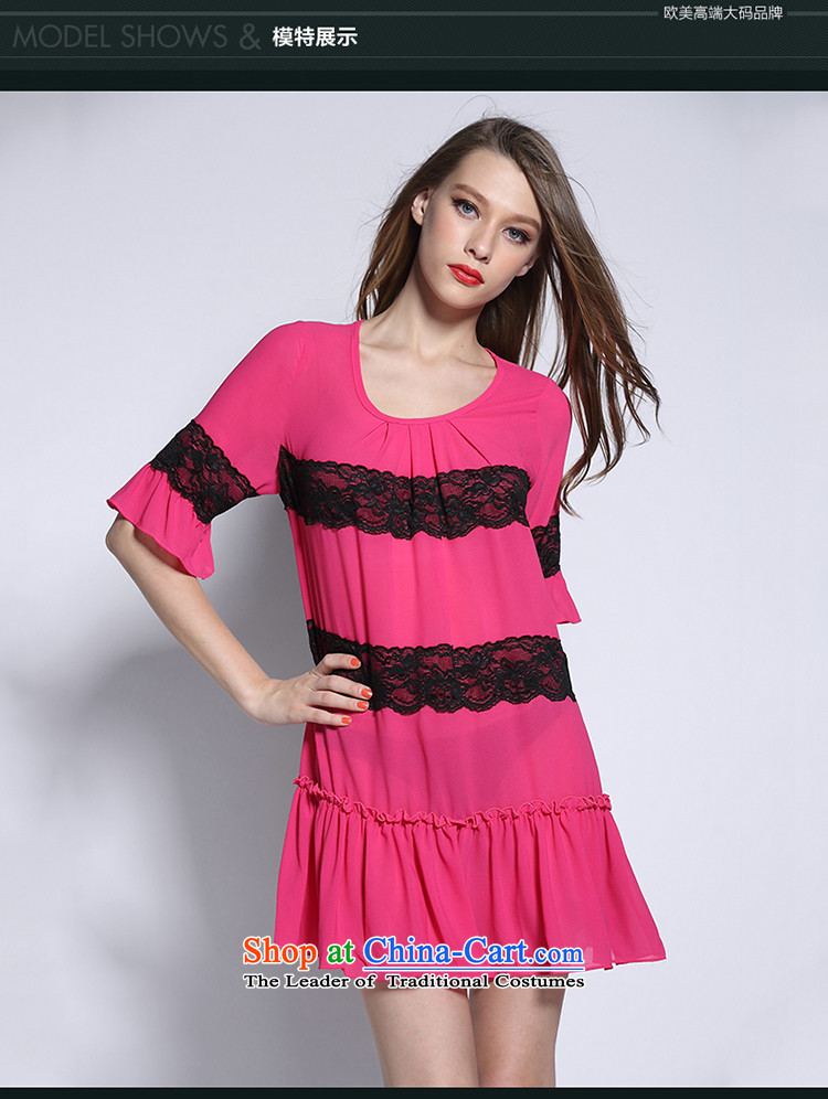 Improving access of 2015 Summer new larger female thick sister temperament knocked color lace stitching chiffon dresses in red XXL pictures 2,631, prices, brand platters! The elections are supplied in the national character of distribution, so action, buy now enjoy more preferential! As soon as possible.