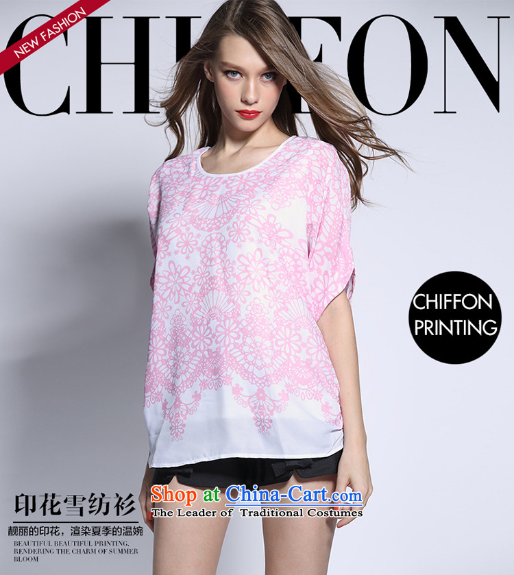 Improving access of 2015 Summer new thick sister large stylish stamp in women's sleeveless loose chiffon shirt T-shirt pink XXXXL 1648 picture, prices, brand platters! The elections are supplied in the national character of distribution, so action, buy now enjoy more preferential! As soon as possible.