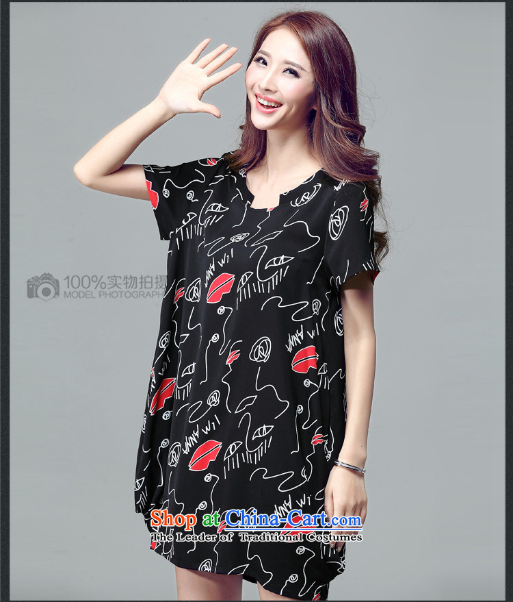 Szili Clinton new chiffon dresses female 2015 Summer Korean large short-sleeved blouses and thick mm sister stamp loose video thin A skirt lanterns dresses XXXL black picture, prices, brand platters! The elections are supplied in the national character of distribution, so action, buy now enjoy more preferential! As soon as possible.