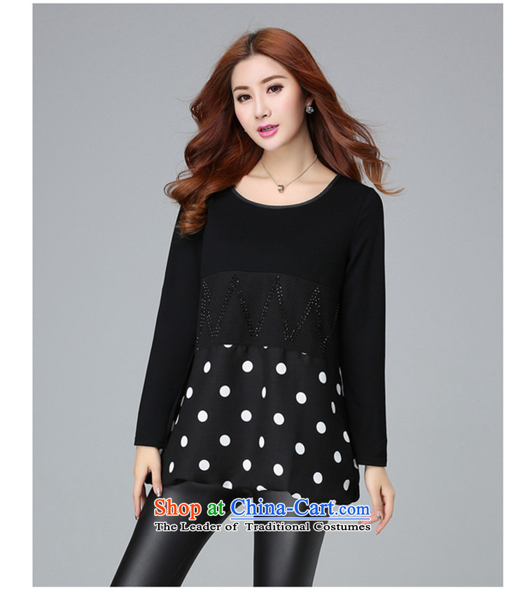 Yun-ying large sa 2015 Autumn women with new fat mm increase to round-neck collar larger t-shirts, forming the Netherlands D9627 female  black XL Photo, prices, brand platters! The elections are supplied in the national character of distribution, so action, buy now enjoy more preferential! As soon as possible.