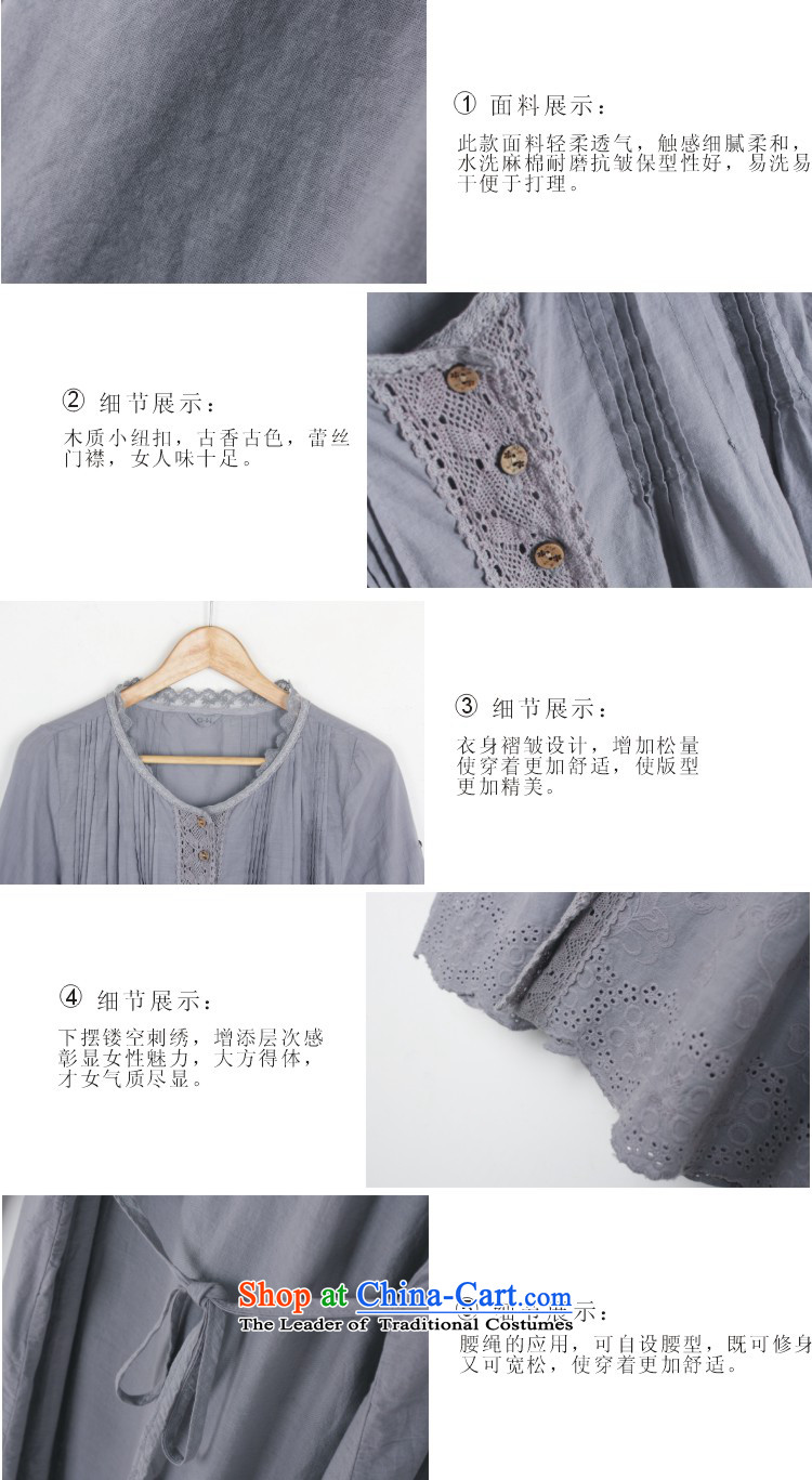 Replace the spring and summer breeze sakura new arts lace round-neck collar Korean version of large numbers of ladies' women's long-sleeved shirt are light gray code picture, prices, brand platters! The elections are supplied in the national character of distribution, so action, buy now enjoy more preferential! As soon as possible.