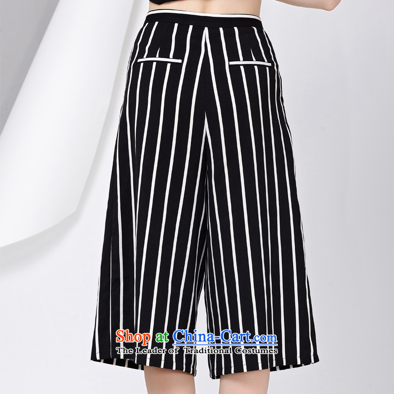 As provided for large 2015 women wear thick MM summer new liberal widen the Capri pants and black-and-white streaks , L, Cheer 2820 provisions (qisuo) , , , shopping on the Internet