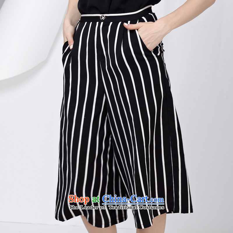 As provided for large 2015 women wear thick MM summer new liberal widen the Capri pants and black-and-white streaks , L, Cheer 2820 provisions (qisuo) , , , shopping on the Internet