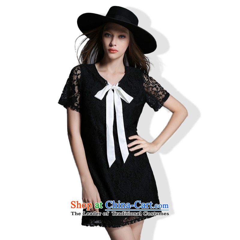 Install the new summer ting zhuangting2015 high end large European and American Girl graphics thin lace short-sleeved dresses 1926 Black XL, replacing Ting (zhuangting) , , , shopping on the Internet
