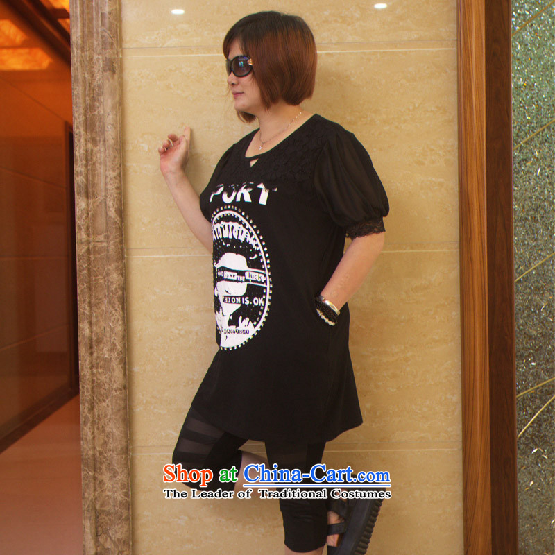 Yan Kai surplus by 2015 a new summer high-end to increase women's extra-thick people dress thick MM Sau San video thin large female short-sleeved T-shirt black 2XL, Yan Kai Ying (xin kai ying) , , , shopping on the Internet