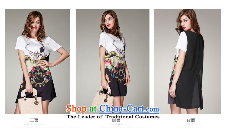 The OSCE is the largest code round-neck collar dresses Summer 2015 Europe Sau San video thin thick mm long skirt high in waist stitching elk stamp in short-sleeved skirt the large white XXXL code picture, prices, brand platters! The elections are supplied in the national character of distribution, so action, buy now enjoy more preferential! As soon as possible.