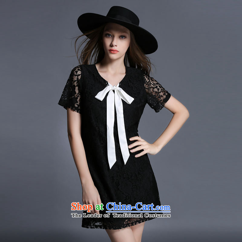 Improving access of 2015 mm thick larger women's summer new) Dolls collar butterfly tie dresses video thin 1926 Black XL, improving access (MUFUNA) , , , shopping on the Internet