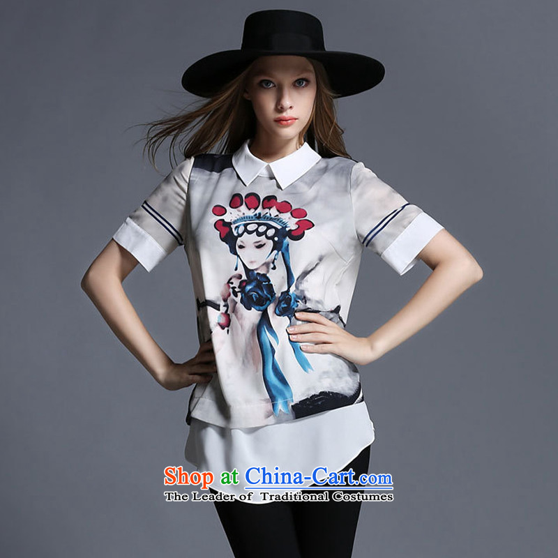 Improving access of 2015 Women's code of the npc thick summer new doll collar retro stamp wild shirt thick mm video thin T-shirt color picture XXL, 1910 improving access (MUFUNA) , , , shopping on the Internet