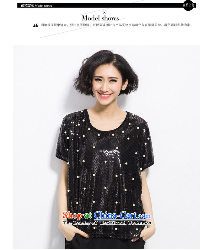 The eternal summer 2015, Sau thick mm new larger female high on-chip beads in making long thin black T-shirt graphics XL Photo, prices, brand platters! The elections are supplied in the national character of distribution, so action, buy now enjoy more preferential! As soon as possible.