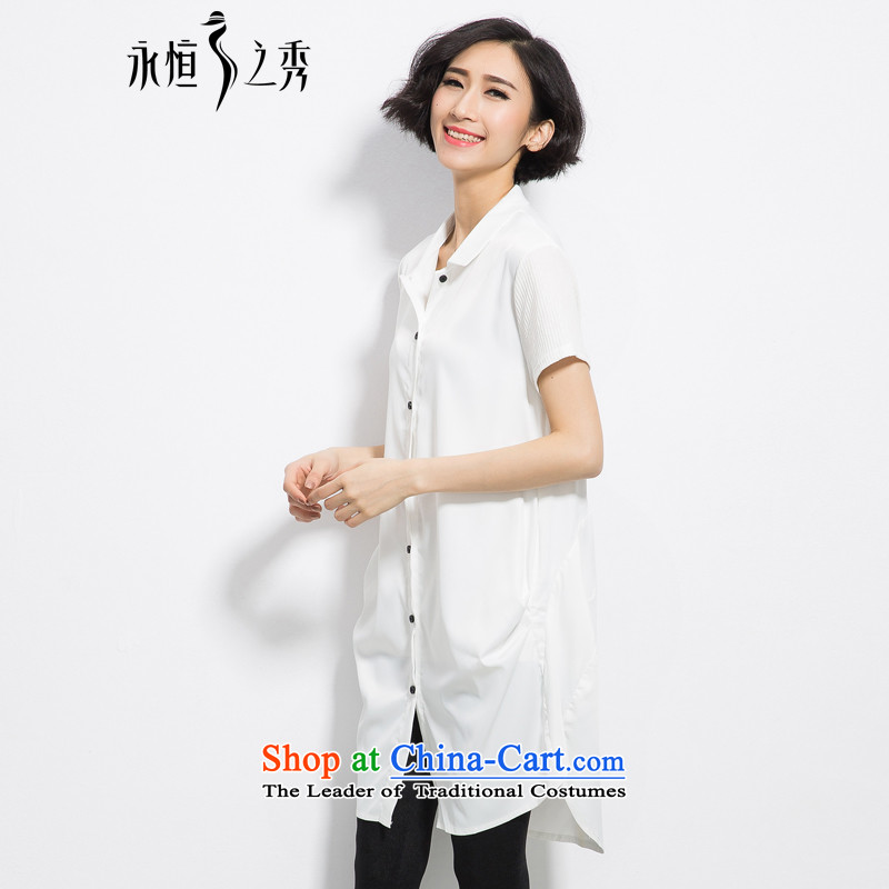 The eternal summer 2015, Sau thick mm new larger female single row for loose video in thin long white shirt 3XL, eternal Soo , , , shopping on the Internet
