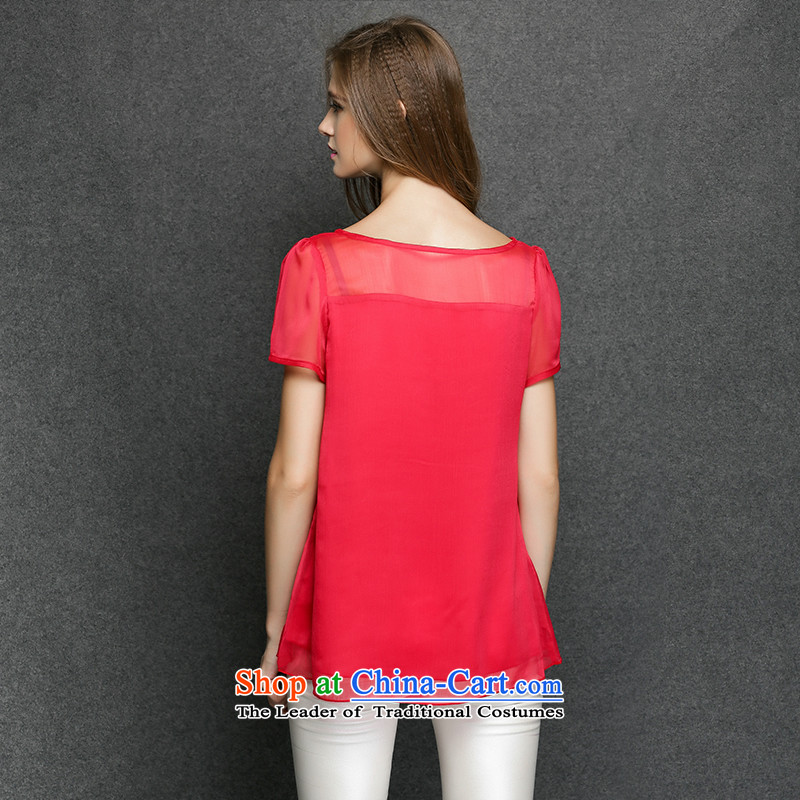 Improving access of 2015 mm thick larger women's summer to intensify the new Flower pure color fluoroscopy short-sleeved Sau San Fat, Hin large thin coat 3395 Red XXL, MUFUNA improving access () , , , shopping on the Internet