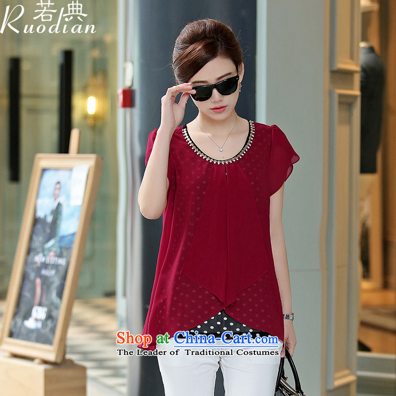 If the code for summer 2015 new women's short-sleeved shirt women chiffon Korean version of large numbers of female false two wave point t shirt shirt chestnut horses , M, if code (ruodian) , , , shopping on the Internet
