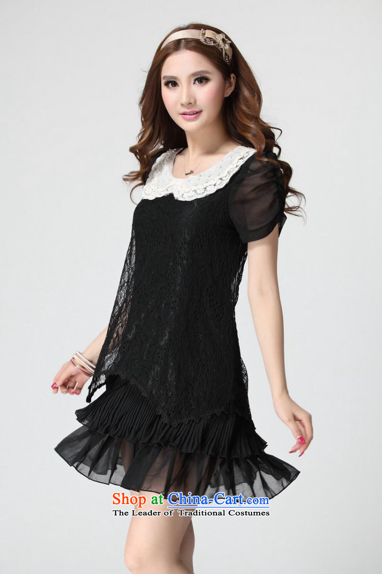 C.o.d. Package Mail thick MM larger women 2015 Summer new stylish sexy lapel bubble cuff Ultra video thin Sau San lace dresses 3XL black picture, prices, brand platters! The elections are supplied in the national character of distribution, so action, buy now enjoy more preferential! As soon as possible.