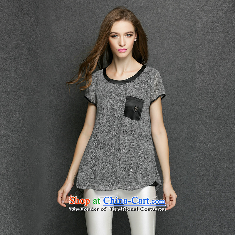 Improving access of thick mm larger women's summer new high-end 2015 solid color loose video thin temperament large short-sleeved T-shirt shirt color photo 3394 XL, improving access (MUFUNA) , , , shopping on the Internet