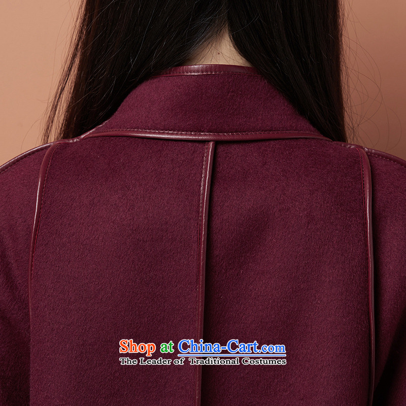 Queen's 2015 autumn and winter shows the new two-sided woolen coat female Long Hoodie gross jacket han bum chestnut horses? , L, hug him queen hanhouqueen) , , , shopping on the Internet
