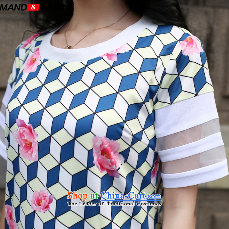 Mantile tu 2015 new larger women's summer dresses to intensify the thick MM video stitching grid thin stamp A field as shown /MDR1762 XXXXL165-175 skirt around 922.747, mantile mandyryan Eun () , , , shopping on the Internet