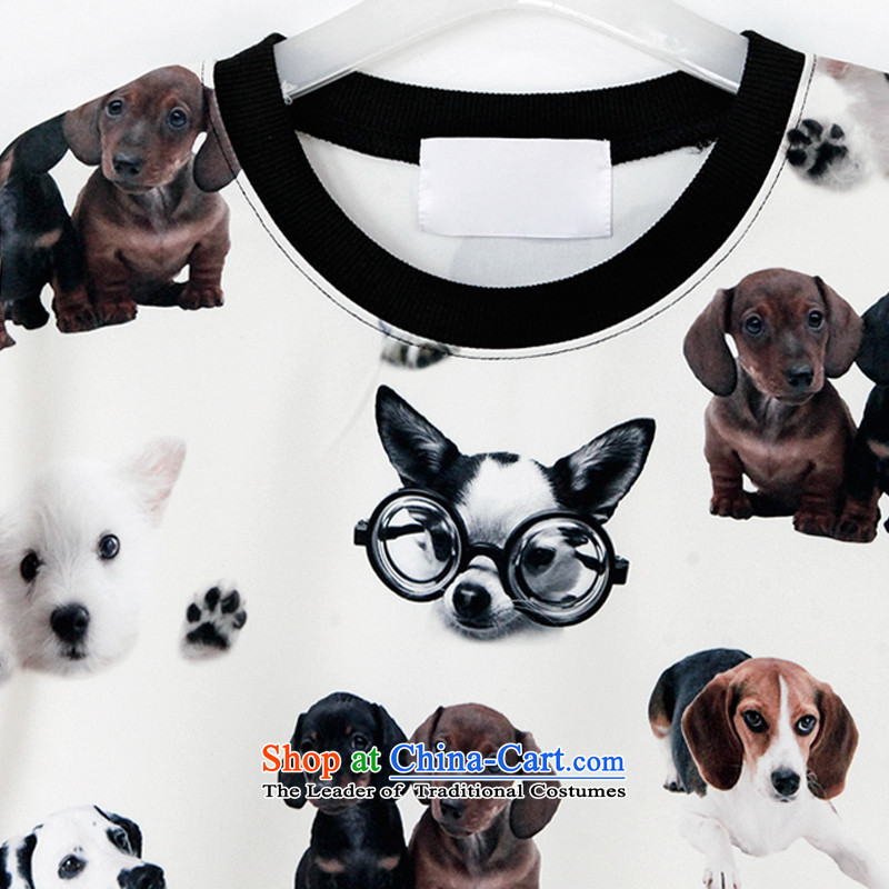 Large 2015 Zz&ff Women's Summer) thick MM a dog's head in the stamp of T-shirts female summer leisure wear shirts extra stamp XXXL( a dog's head and recommendations 165-200 catty ),ZZ&FF,,, shopping on the Internet