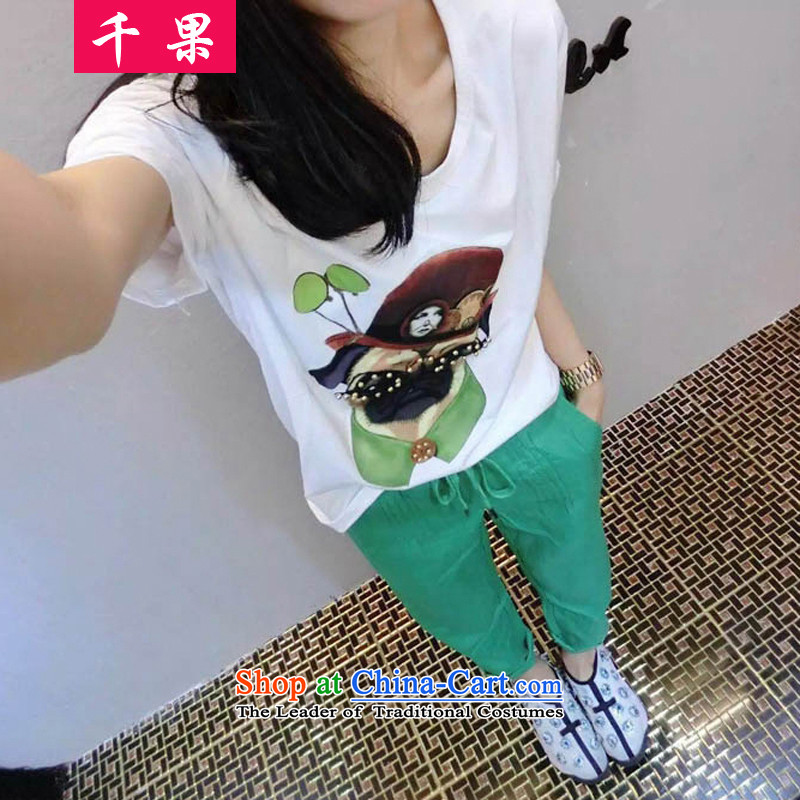 The results of the 2015 Summer Code women thick MM to intensify the loose video thin round-neck collar short-sleeved T-shirt + 9 stamp shorts two Kit 6998 3XL, QIANGUO fruit (thousands) , , , shopping on the Internet