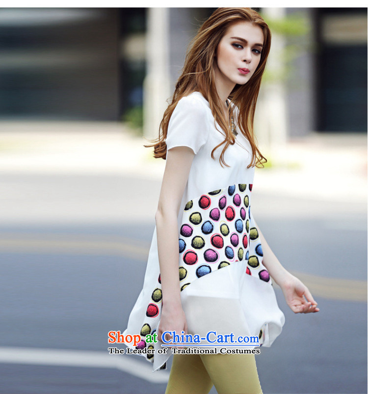 Morning to 2015 mm thick summer new European and American women to increase women's loose video decode thin colored stone neck long white shirt 2XL( chiffon suitable for 130-140) pictures, price catty, brand platters! The elections are supplied in the national character of distribution, so action, buy now enjoy more preferential! As soon as possible.