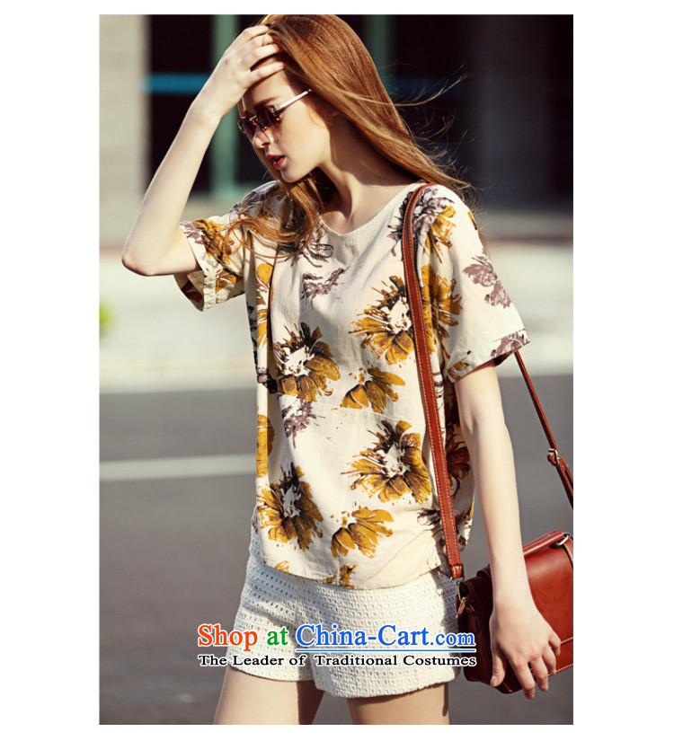 2015 summer morning to the new Europe and to increase the number of women with thick mm wild loose video thin knocked linen daisy stamp T-shirt shirt map color M for 100-110 catty) Picture, prices, brand platters! The elections are supplied in the national character of distribution, so action, buy now enjoy more preferential! As soon as possible.