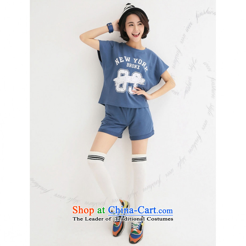 C.o.d. thick sister 200 catties larger women 2015 Spring/Summer casual stylish package female sports Graphics Suite thin sweater women blue 2XL, land still El Yi shopping on the Internet has been pressed.