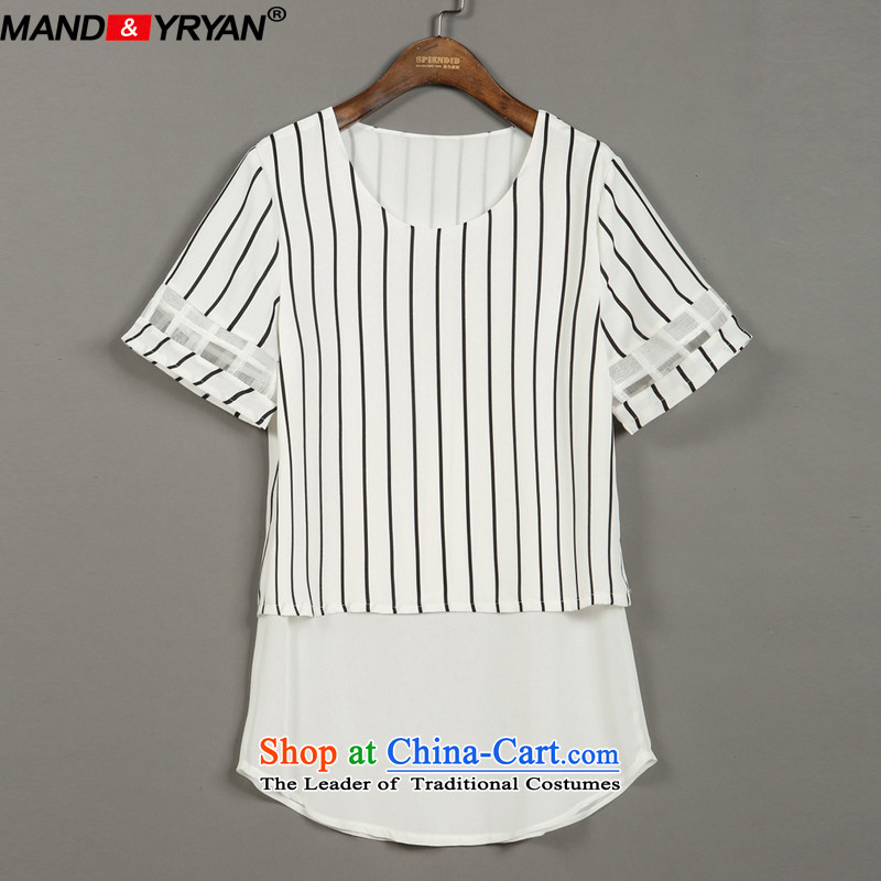 Mantile tu 2015 new ultra large female Striped Tee thick mm summer thin thick sister in graphics long chiffon shirt figure /MDR1767 XXXXXL180-195 around 922.747, mantile mandyryan Eun () , , , shopping on the Internet