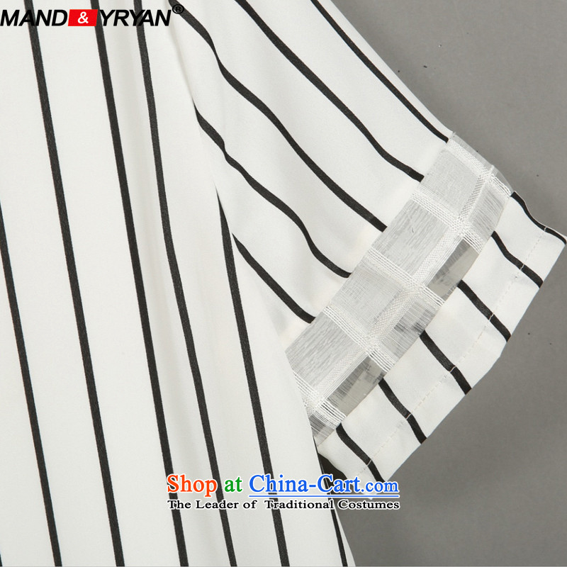 Mantile tu 2015 new ultra large female Striped Tee thick mm summer thin thick sister in graphics long chiffon shirt figure /MDR1767 XXXXXL180-195 around 922.747, mantile mandyryan Eun () , , , shopping on the Internet