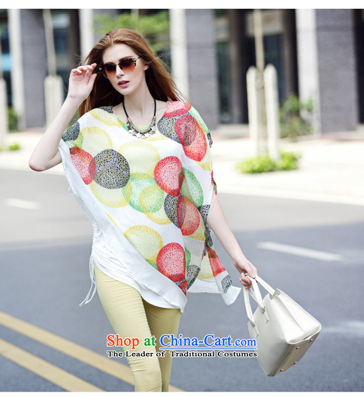 2015 summer morning to the new Europe and to increase the number of women with loose shoulder bat sleeves shirt thick mm wild video thin collision-color printing T-shirt 3XL( red suitable for 140-150catties) Picture, prices, brand platters! The elections are supplied in the national character of distribution, so action, buy now enjoy more preferential! As soon as possible.