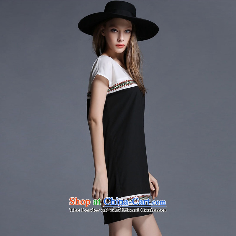 Improving access of 2015 mm to thick xl Women's Summer new personality thick, Hin thin retro elements dress Black 1913 XL, improving access (MUFUNA) , , , shopping on the Internet