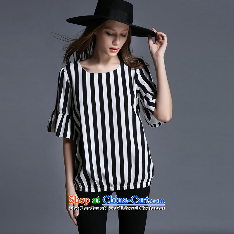 Improving access of 2015 Women's code of the npc thick summer new Wild loose video thin, Horn, short-sleeved T-shirt stripes jacket Black 1973 XL, improving access (MUFUNA) , , , shopping on the Internet