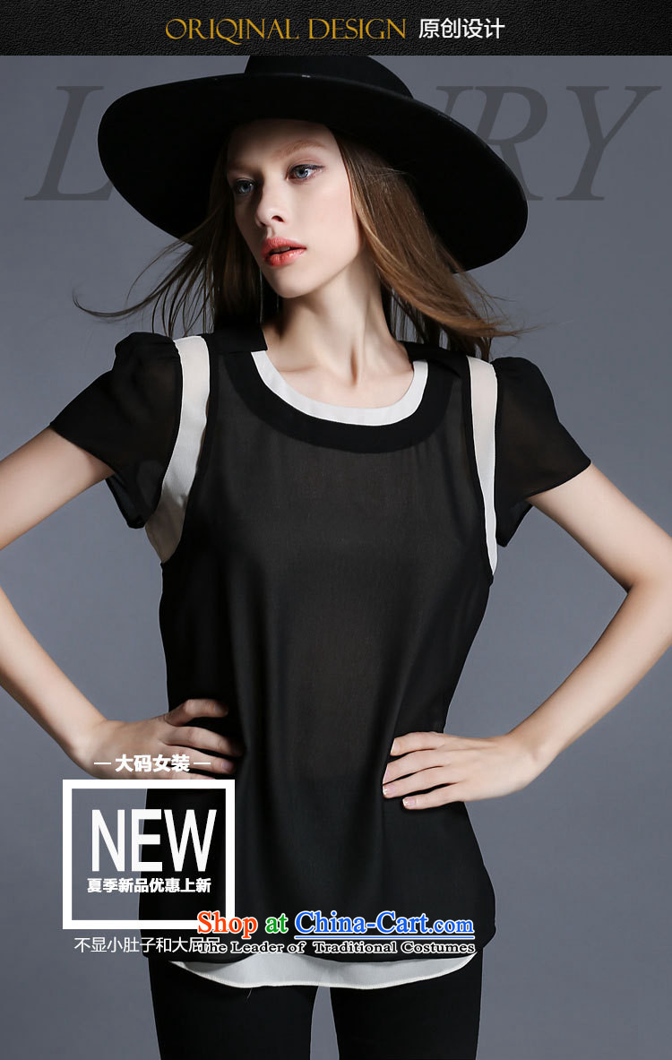 Improving access of thick large sister Women's Summer 2015 new people of the video thin thick snow woven shirts wild round-neck collar short-sleeved T-shirt color plane collision loose coat 1925 Black XXXXL picture, prices, brand platters! The elections are supplied in the national character of distribution, so action, buy now enjoy more preferential! As soon as possible.