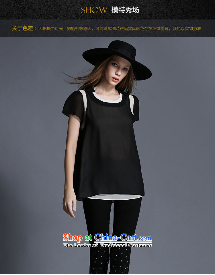 Improving access of thick large sister Women's Summer 2015 new people of the video thin thick snow woven shirts wild round-neck collar short-sleeved T-shirt color plane collision loose coat 1925 Black XXXXL picture, prices, brand platters! The elections are supplied in the national character of distribution, so action, buy now enjoy more preferential! As soon as possible.