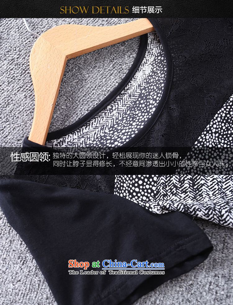 Improving access of thick large sister 2015 Women's Summer new stylish stitching Sau San video thin round-neck collar short-sleeved dresses 1965 Black XXXXL picture, prices, brand platters! The elections are supplied in the national character of distribution, so action, buy now enjoy more preferential! As soon as possible.