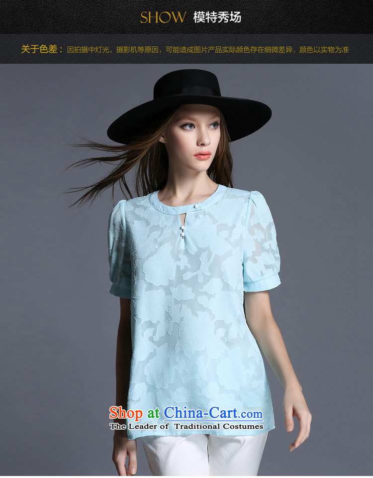 Improving access of thick large sister women 2015 Summer new water-soluble, the floral decorations of the thin solid color graphics Sau San wild T-shirt 1929 light blue XL Photo, prices, brand platters! The elections are supplied in the national character of distribution, so action, buy now enjoy more preferential! As soon as possible.