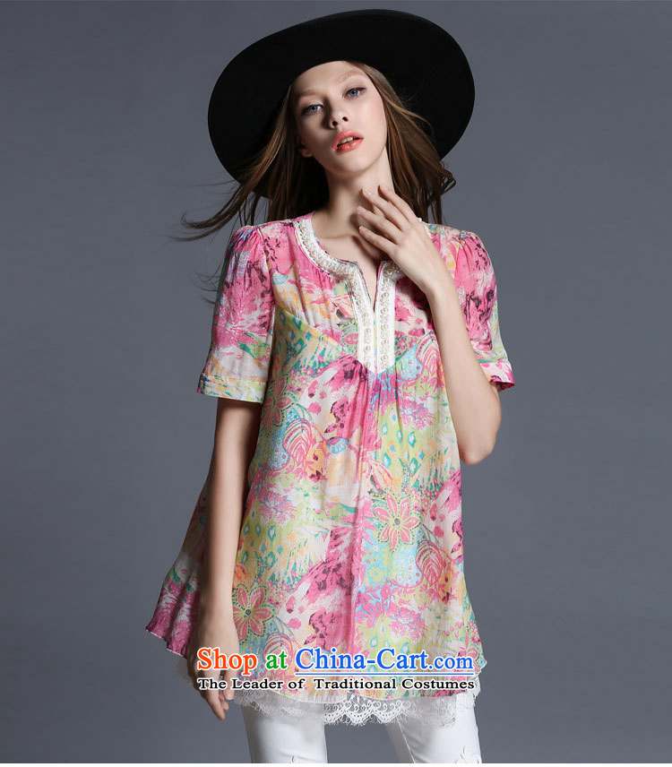Improving access of 2015 Women's code of the npc thick summer new thick sister large graphics thin chiffon shirt pearl inlay T-shirt female shirt  XXXXL 1912 pictures, price suit, brand platters! The elections are supplied in the national character of distribution, so action, buy now enjoy more preferential! As soon as possible.