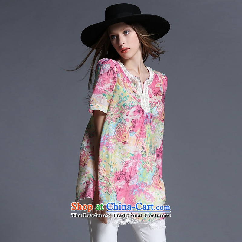 Improving access of 2015 Women's code of the npc thick summer new thick sister large graphics thin chiffon shirt pearl inlay T-shirt female clothes 1912 suit XXXXL, MUFUNA improving access () , , , shopping on the Internet