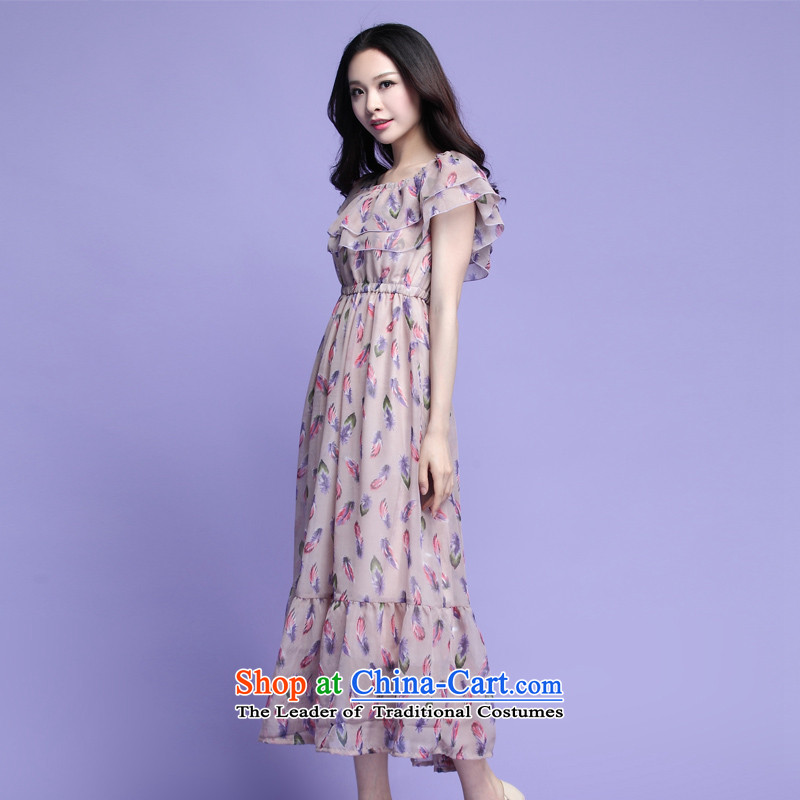 Coveted summer to xl female billowy flounces thick people chiffon saika beach long skirt skirt 3720 apricot XXXL, coveted (tanai) , , , shopping on the Internet